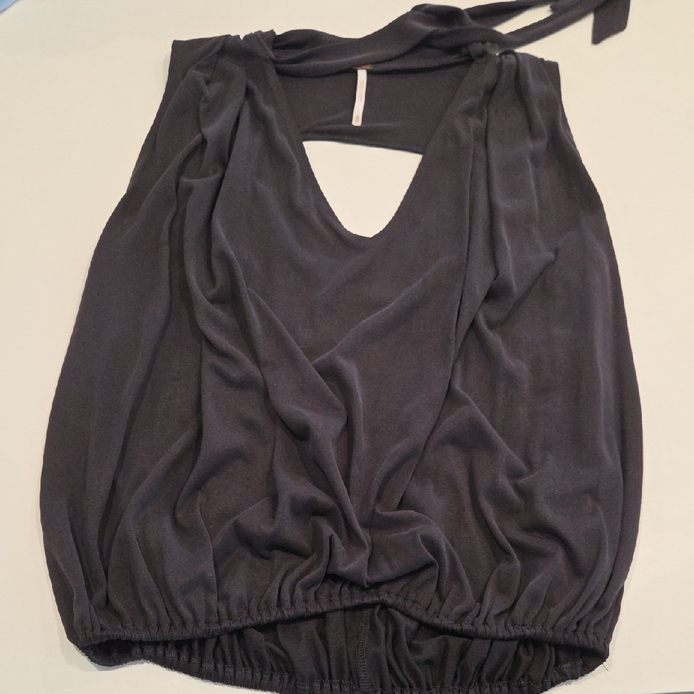 Free People Charcoal Sleeveless Blouse